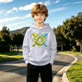 thumbnail image 2 of Luvior Halloween Boys Pullover Hoodie, Neon Baseball Glove Bat Graphic Hooded Sweatshirt, Casual LongâSleeve Hoodie with Front Kangaroo Pocket for Kids Sports Daily Wear, 2 of 5