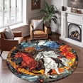 thumbnail image 2 of Round Rug, Four Horsemen Cute Design Soft Washable Carpet, Non-Slip Floor Mat for Living Room Bedroom Home Decor 24 Inch, 2 of 6