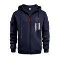 thumbnail image 2 of Men's Flag Print Zip Up Hoodie with Arm Pocket, Casual Cardigan Style Sweatshirt, Large Size Fleece Jacket for Independence Day, Christmas, Outdoor Enthusiasts,Navy,L, 2 of 5