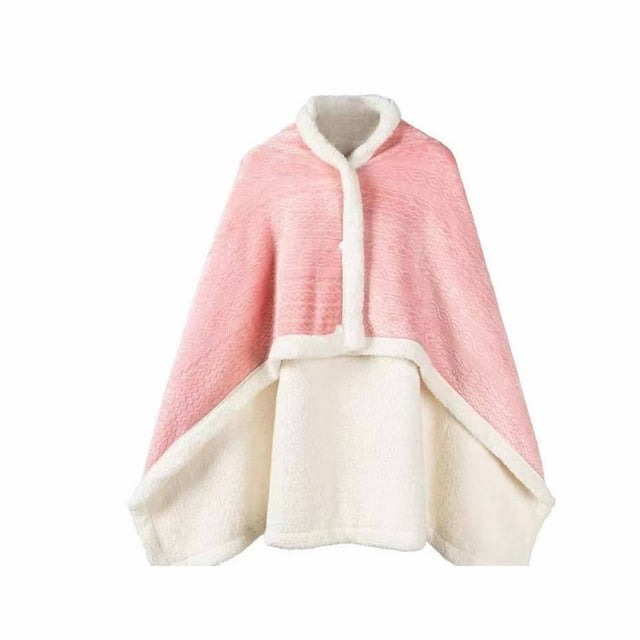 Guardurnaity Capa de forro polar suave y cálida, chal de invierno, chal acolchado acogedor para la oficina, manta cálida simple, manta de oficina, Abrigos y chamarras rosa 85*120 cm