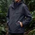 thumbnail image 2 of Zefriona Men's Water-Resistant Hooded Softshell Jacket with Zip Pockets for Hiking Dark Gray L, 2 of 8
