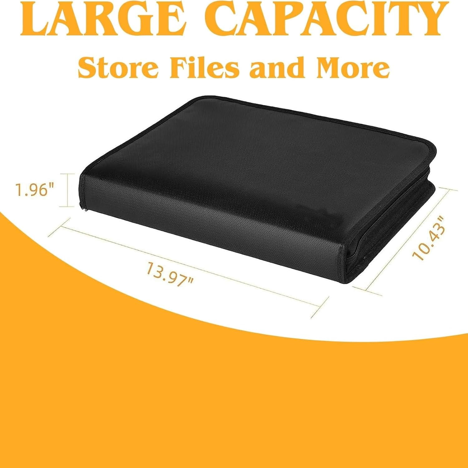 Rushclick File Folder, Large Capacity A4 Fireproof File Folder with Handle, Expanding File Organizer with 13pocket, Waterproof Foldable Accordion Document Storage Bag with Zipper & Label Card