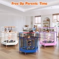 thumbnail image 3 of 60" Mini Trampoline for Kids with Basketball Hoop, Indoor/Outdoor Toddler Trampoline with Safety Enclosure, Segmart Kids Trampoline with Adjustable Gymnastics Bars, Ring, Ocean Balls, 3 of 9