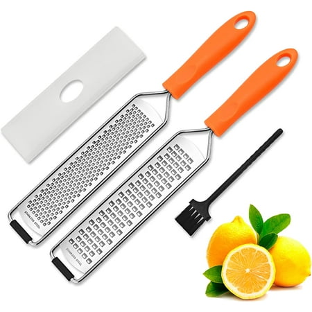 

Cheese Grater and Lemon Zester Ginger Garlic Grater with Wide Stainless Steel Blade Kitchen Tools and Gadgets for Chocolate Vegetables Orange Citrus with Protective Cover and Cleaning