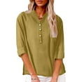 thumbnail image 4 of Women's Linen Shirts Summer Button Down V Neck Casual Blouse Spring Fashion Loose Fitting Tunic Tops Work Boho Style, 4 of 4