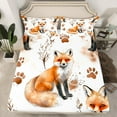 thumbnail image 2 of jejeloiu Cute Fox Queen Sheet Set,Wild Animal White Orange,Microfiber Decor For Kids,4-Piece, 2 of 7
