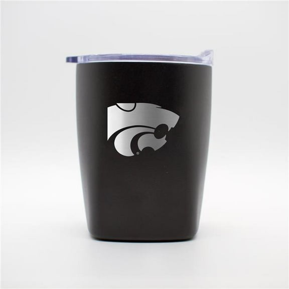 Logo Brands 158-S14PR-BLK-9 Kansas State 10 oz Etch Powdercoat Rocks Tumbler