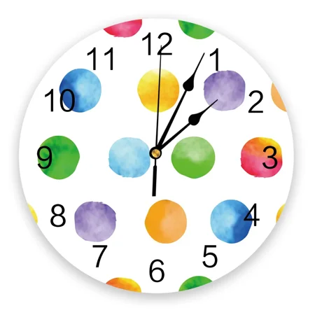 Colorful Round Ball Modern Wall Clock For Home Office Wall Decoration Living Room Bathroom Decor Needle Hanging Watch(10 Inch)