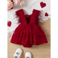 thumbnail image 4 of Musuos Baby Girls Summer Romper Dress 3 6 12 18 24M Toddler Sleeveless Feather Decor Sweet Lace Romper, 4 of 9