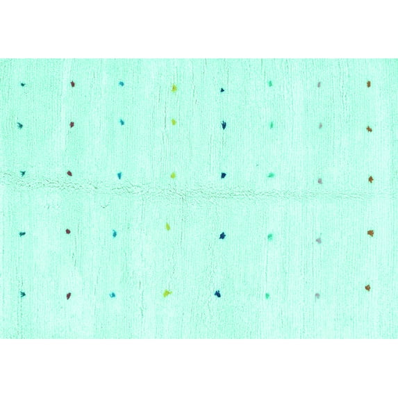 Ahgly Company Indoor Rectangle Solid Turquoise Blue Modern Area Rugs, 7' x 10'