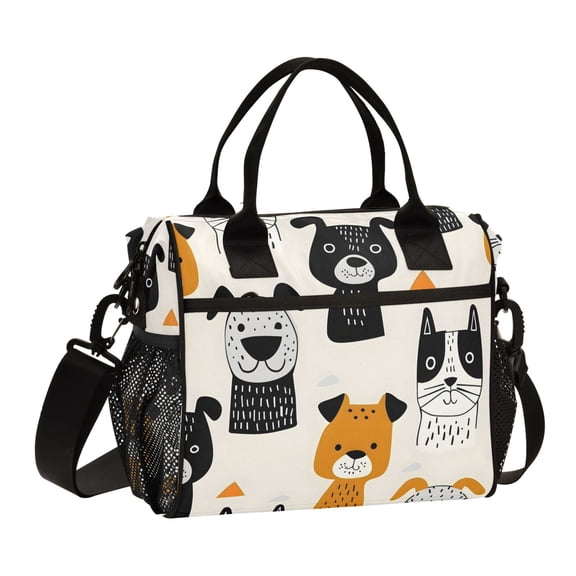 Hand Paint Dogs Lunch Bag Insulated Lunch Box Leakproof Reusable Cooler Tote Adjustable Shoulder Strap for Men Women 9L