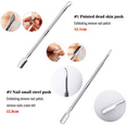 thumbnail image 2 of Cuticle Pusher Dual Sided - Sharp Edge Spoon Shaped Double Ended Cuticle Pusher Remover Cleaner Surgical Medical Grade Stainless Steel Manicure Pedicure Nail Art Care Tools 4 PC Set, 2 of 5