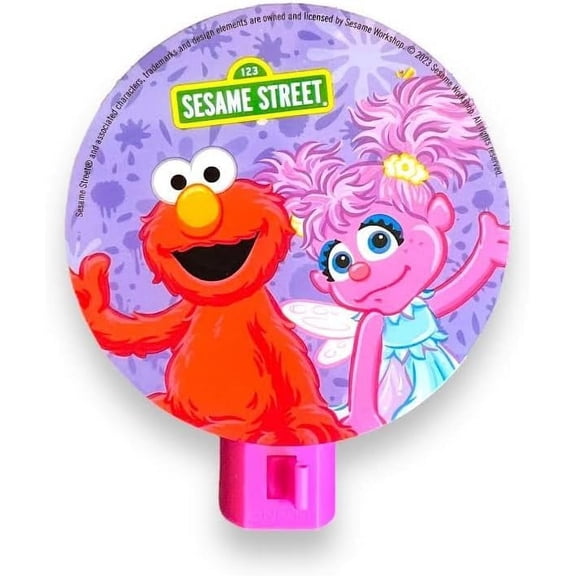 Sesame Street Character LED Night Light Wall Plug with Manual On/Off Switch (Purple)