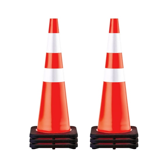 VEVOR 6Pack 36" Traffic Cones, Safety Road Parking Cone with Black Weighted Base, PVC Orange Traffic Safety Cones, Hazard Cones Reflective Collars for Construction Traffic Parking