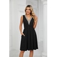 thumbnail image 4 of Uniexcosm Women's Dress Summer Casual Sleeveless V-Neck Midi Dress with Pockets, 4 of 7