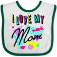 thumbnail image 3 of Inktastic I Love My Mom 80s Retro Style Boys or Girls Baby Bib, 3 of 4