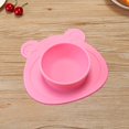 thumbnail image 2 of Platos antideslizantes de silicona para bebé, plato con ventosa, manteles individuales con ventosa en forma de oso bonito para niños (rosa), 2 of 3