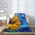 thumbnail image 2 of Throw Blanket for Couch Sofa and Bed, Whimsical Sunflowers Night Sky Super Soft Plush Throw Blanket, Fuzzy Cuteness Comfy Warm Washable Flannel Blanket & Throws for All Season 80"x60", 2 of 5
