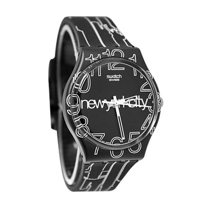 Swatch GZ209 Lines in The Sky Black White Silicone Honduras  display picture 3