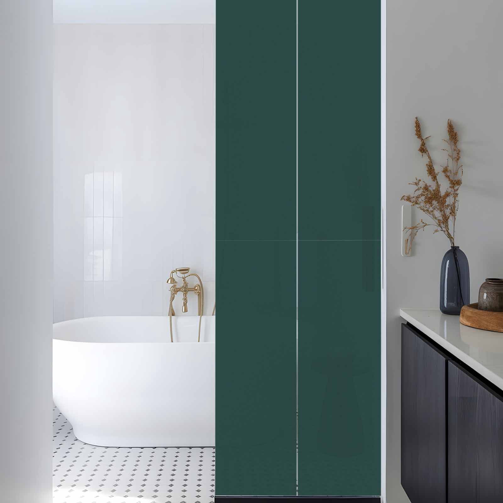 Solid Color Window Privacy Film Deep Green Decorative Glass Window Film UV Blocking Static Cling Non-Adhesive Sticker Covering for Home Door 17.7 x 78.7 inches