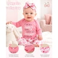 thumbnail image 4 of KIMI BEAR Newborn Baby Girl Layette Set 0-3 Months Shower Gift Sets 3 Packs Romper Pants Sets Long Sleeves Bodysuit with Hat Headband Gloves 9pcs Clothing Pink, 4 of 7