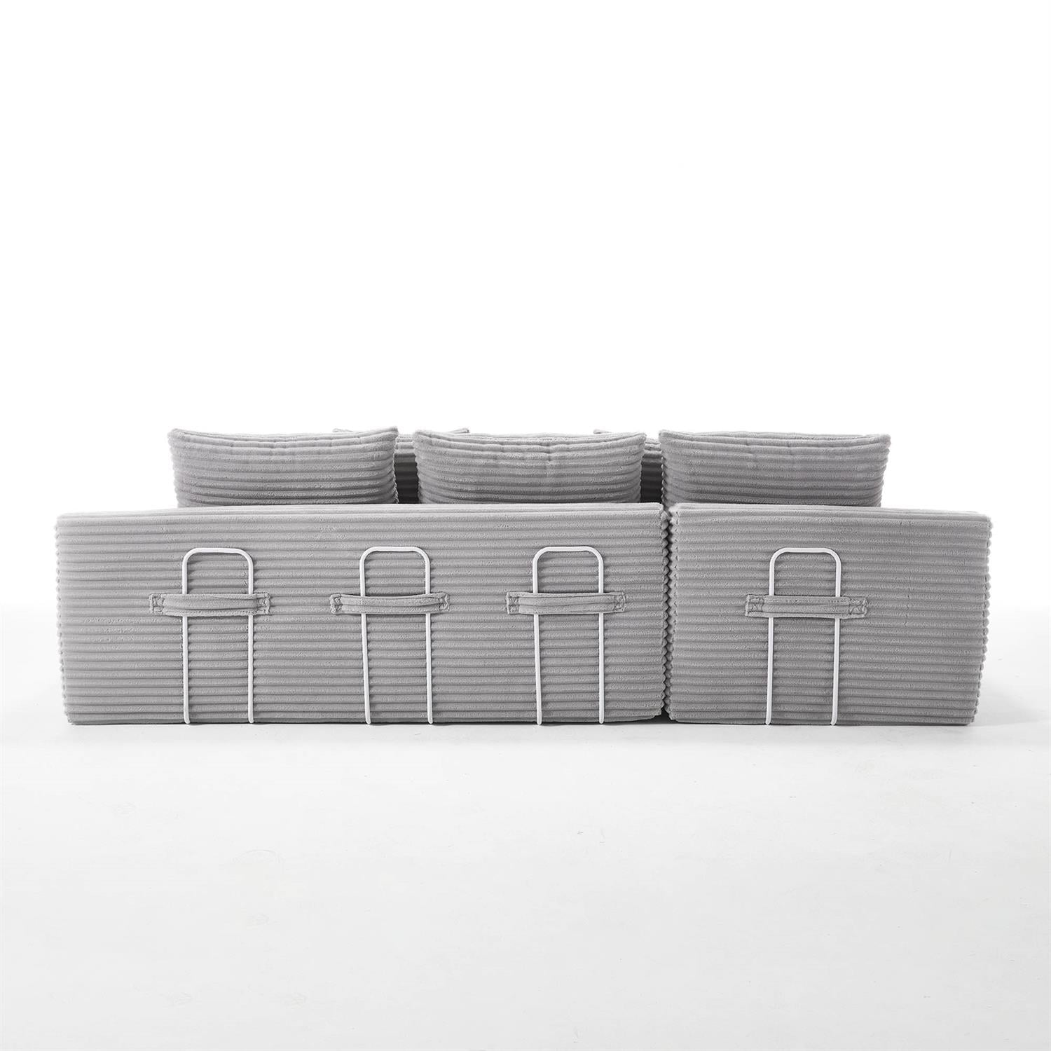 Demi Bonn 104" Convertible L-Shaped Sectional Sofa Bed with Memory Foam & Steel Frame, No Assembly Needed, Corduroy Fabric Modular Couch for Living Room, Gray