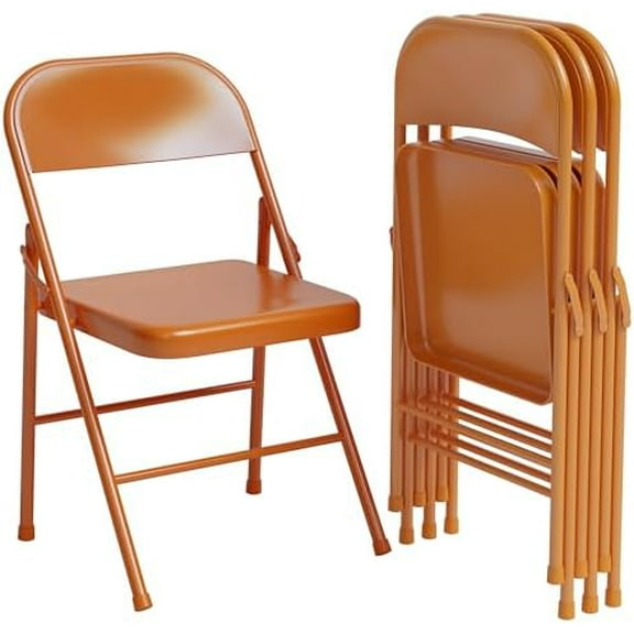 Folding Chairs Set of 4, Portable  Folding Chair, Foldable Chairs with Metal Frame Hold Up to 350 Pounds, Suitable for Dining Room, Home Office, Indoor and Outdoor Events
