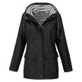 thumbnail image 1 of Chaqueta deportiva con capucha con capucha a rayas con cordón interior Color sólido bolsillo ch Irfora Abrigo, 1 of 5