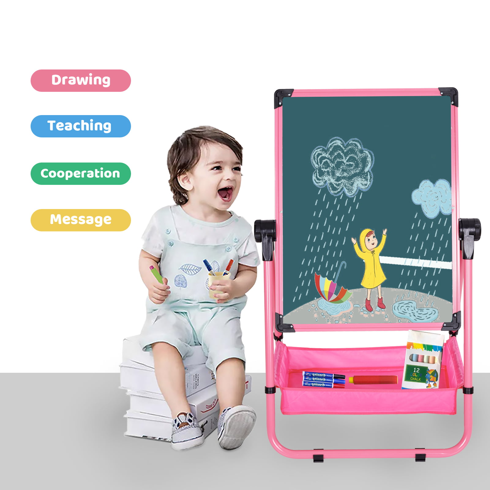  QZMTOY Kids Art Easel, Deluxe Standing Easel Set, Adjustable  Art Table, Magnetic Dry Erase Board&Chalkboard Double Sided Stand,  360°Rotating Drawing Easels with Art Supplies, Adjust Height 28-39in :  Everything Else