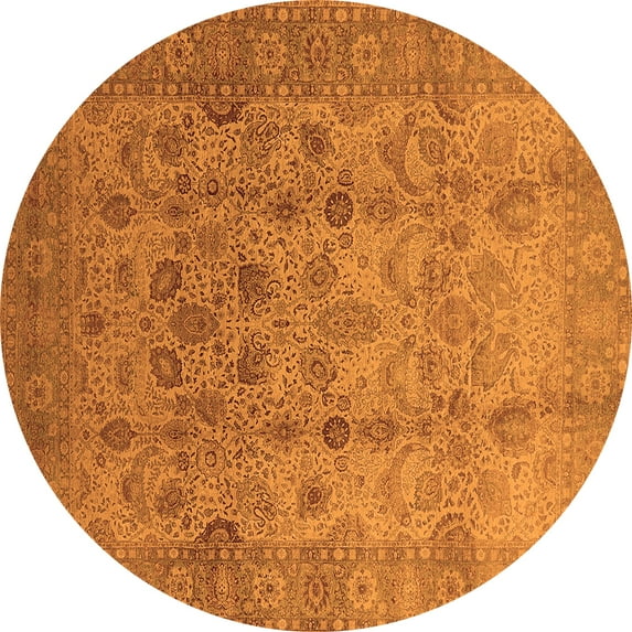 Ahgly Company Indoor Round Oriental Orange Traditional Area Rugs, 3' Round