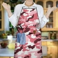 thumbnail image 6 of Pink Brown Camo Classic Shapes Pattern Apron-Garden Aprons for Women with Pockets-Cotton Linen Waterproof Kitchen Cooking Gardening Aprons Adjustable for Kitchen,Cooking,BBQ and Salon 33x27 Inch, 6 of 7