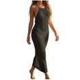 thumbnail image 2 of Maqroz Womens Fishnet Cover Up Dress Halter Neck Long Beach Swimsuit Coverups Sleeveless Maxi Dress Sheer Mesh Bodycon Swimwear, 2 of 3