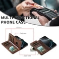 thumbnail image 4 of For iPhone 16 Plus Wallet Case, 9 Card Slots RFID Blocking Crossbody Leather Cover, Zipper Pocket, Detachable Wrist & Shoulder Strap, Magnetic Shockproof Protective Phone Case for Women,Brown, 4 of 11