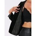 thumbnail image 5 of DARING DIVA Women's Collarless Velvet Double Breasted Open Front Crop Blazer S Black, 5 of 6