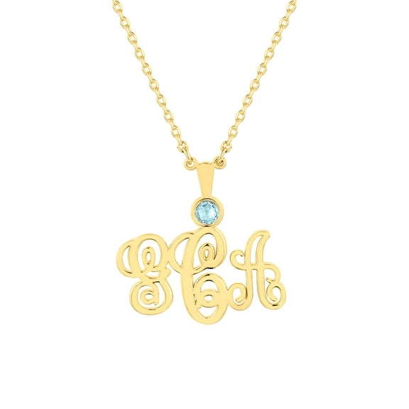 Personalized Planet Women's Monogram with Birthstone Necklace - Small