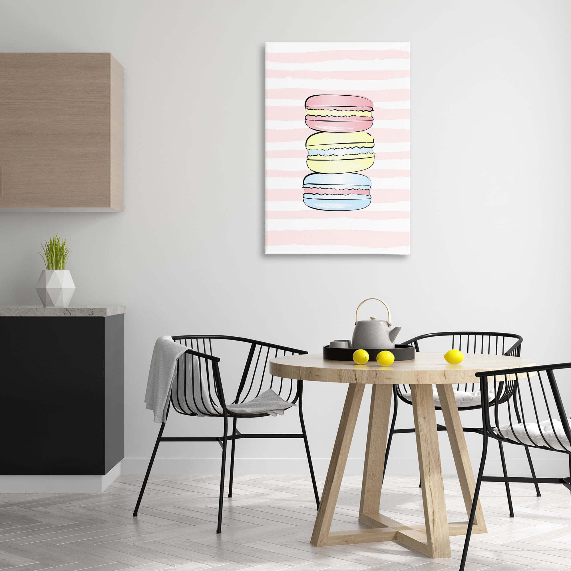 Stupell Industries Pink Stripes Macarons Food & Beverage Painting Gallery Wrapped Canvas Art Print Wall Art, 24 x 36