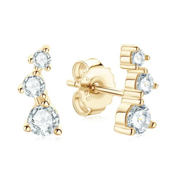 K-KED Real Moissanite Ear Crawler Climber Earrings Sterling Silver GRA Certificate