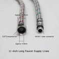 thumbnail image 2 of LAICAIW 32-Inch Long Bathroom Kitchen Faucet Connector Braided Supply Hose 3/8-Inch Female Compression Stainless Steel Thread x M10 Male Connector, x 2 Pcs (1 Pair), 2 of 6