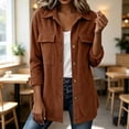 thumbnail image 7 of Corduroy Jacket for Women Trendy Long Sleeve Button Down Fall Shackets Oversized Lightweight Casual Coats with Pockets Light Brown 2XL, 7 of 7