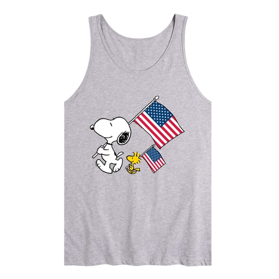 Peanuts - Snoopy & Woodstock USA Flags - Men's Sleeveless Graphic Tank