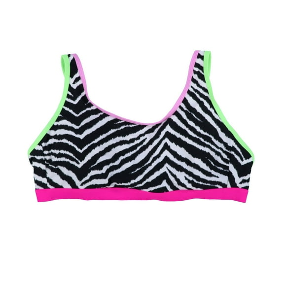 California Waves Plus Size Bikini Top Swimsuit Bathing Suit Zebra-Print Black White 1X New