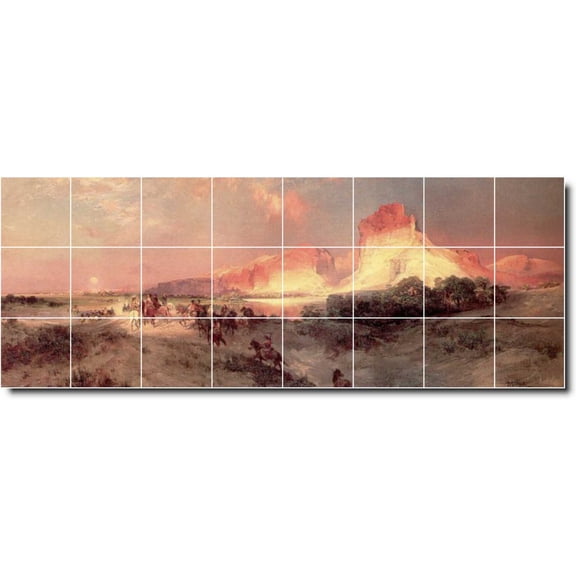 Ceramic Tile Mural-Thomas Moran Landscapes Painting 552. 64" w x 24" h using (24) 8 x 8 ceramic tiles