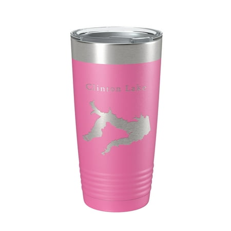 

Clinton Lake Map Tumbler Travel Mug Insulated Laser Engraved Coffee Cup Kansas 20 oz Pink