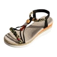 thumbnail image 5 of Rokment Womens Boho Platform Wedge Dressy Sandals 2026 Beach Summer Ethnic Chunky Linen Sole Breathable Dress High Heels Slingback Dress Sandals for Woman Vacation Bride Wedding E Size 37, 5 of 6