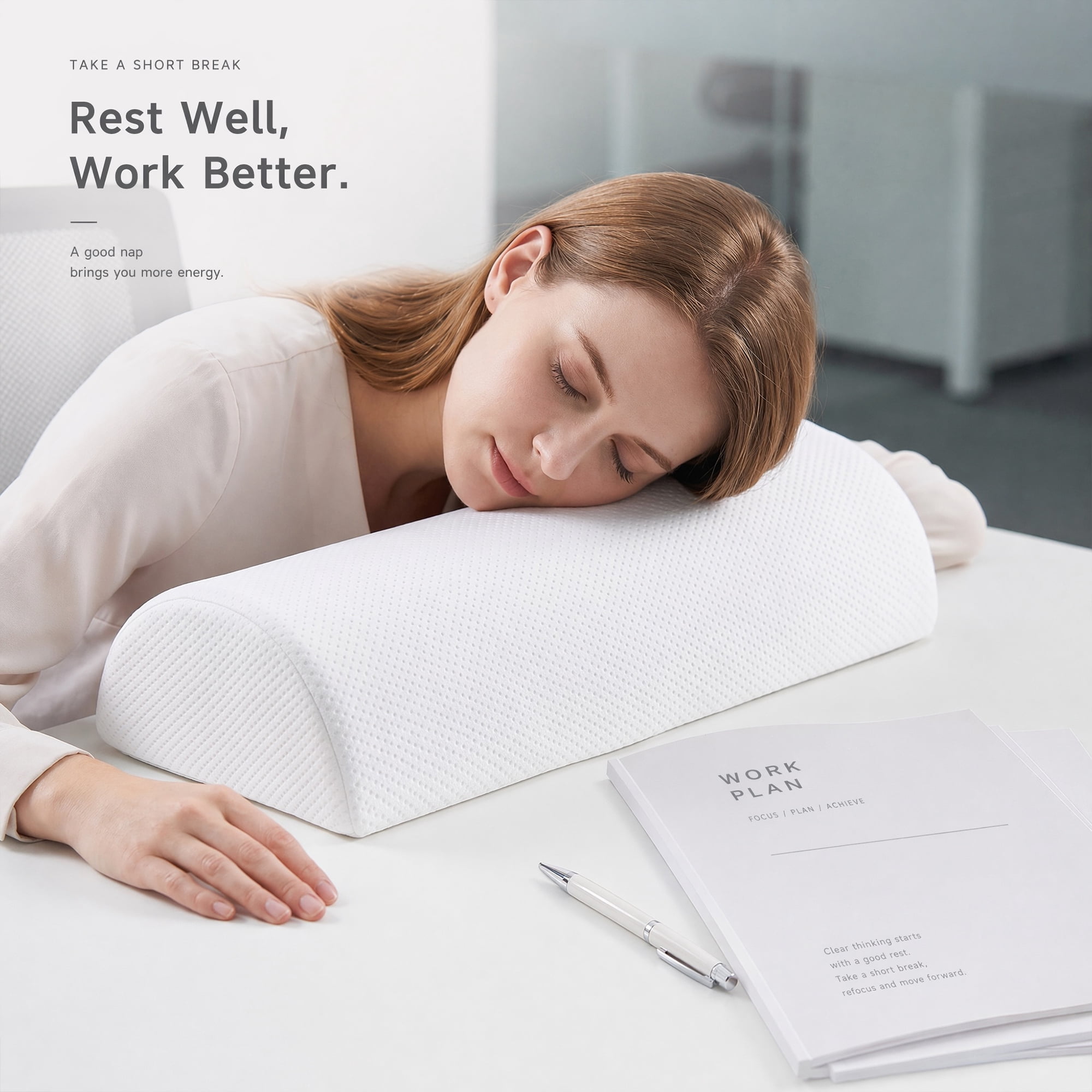 Unique Bargains Neck Pillow Foam Cervical Support for Sleeping White 12.6"x7.9"x3.5"