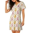 thumbnail image 2 of Naloa Yellow Pueple Rabbit Print Women Nightgowns,Womens Loungewear,Short Sleeve Sleepwear,Comfy Ladies Nightdress, 2 of 6