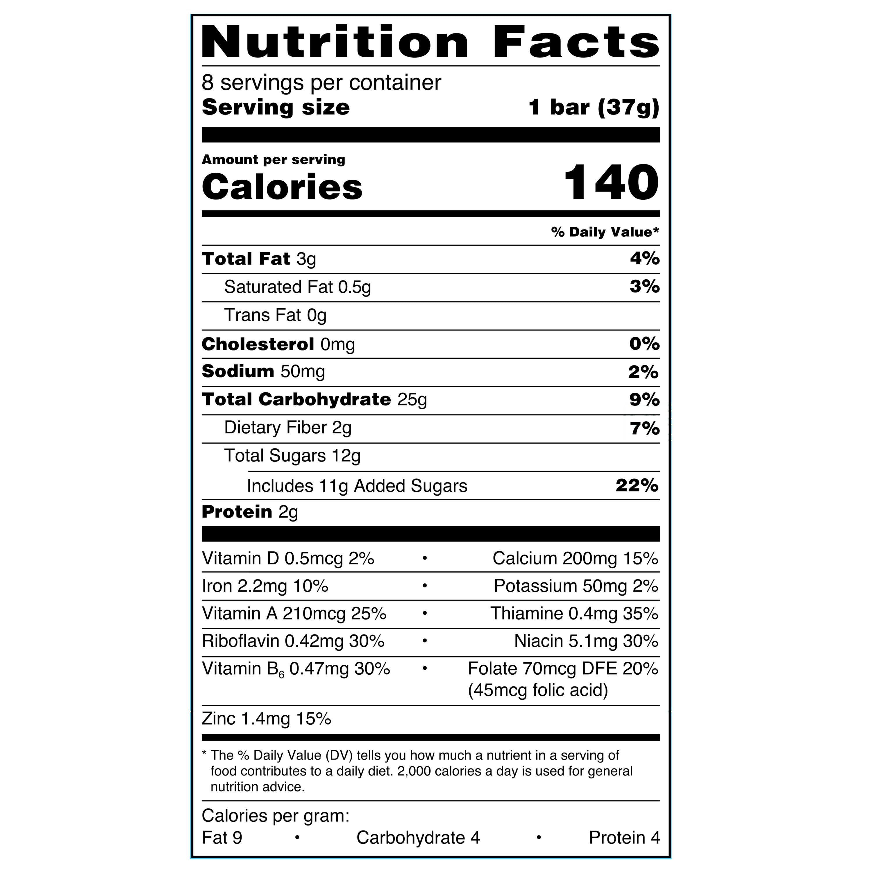 (12 pack) Great Value Fruit & Grain Cereal Bars, Blueberry, 1.3 oz, 8 Count