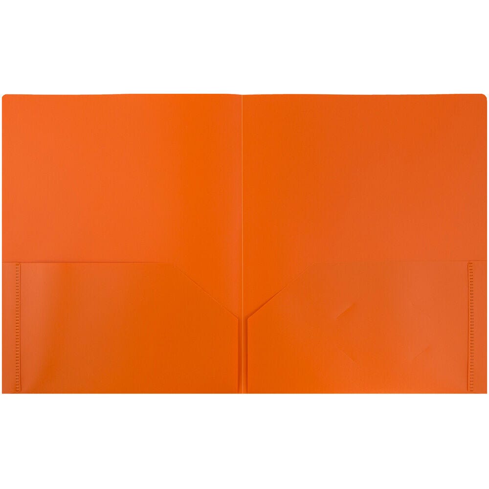 JAM Paper Plastic 2 Pocket POP Folders, School Folders, Orange, Bulk 48/Pack