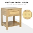 thumbnail image 6 of 2 Pcs Nightstand, Rattan Bedside Table Dresser with 2 Drawers and 2 Open Storage Shelf, Wood End Table Side Table, 6 of 8