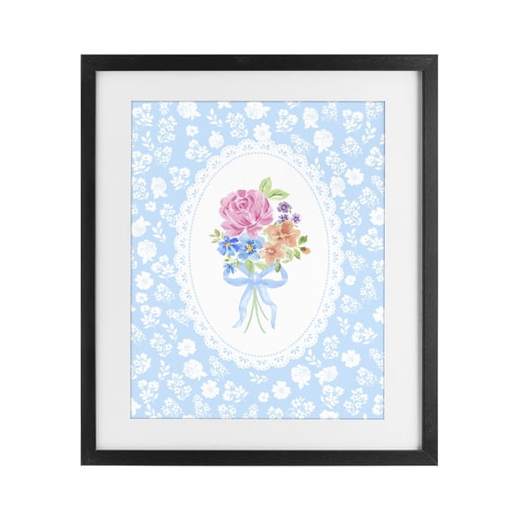 Stupell Industries French Country Blue Feminine Bouquet Black Framed Print Under Glass, 13 x 16, by Corinne Haig